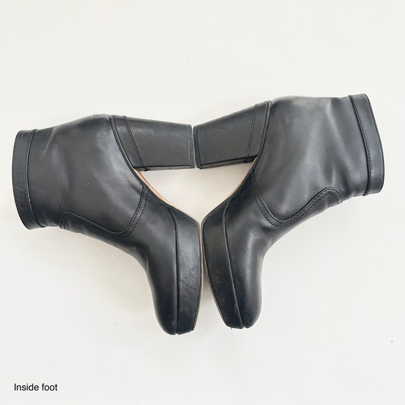 ACNE STUDIOS | “TRACK” BLACK LEATHER TABBED PLATFORM BOOTIES HEEL EXPOSED ZIPPER - Picture 4 of 10